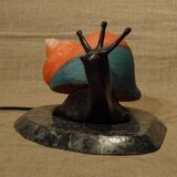 Bronze snail nightlight patinated glass shell lined marble base ref A208/12