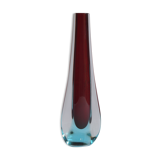 Teardrop vase in ruby red and blue Murano glass by Galliano Ferro, 1960