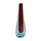 Vase en verre de Murano rouge rubis et bleu par Galliano Ferro, années 1960
