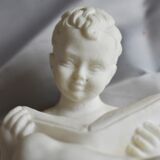 Charming Canova style children's statuette in marble powder (Italy)