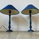 Pair of classic navy blue wooden lamps 57x25 very beautiful