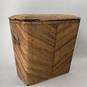 Pencil reed rattan bamboo chest or trunk, 1950s-1960s