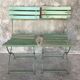 Pair of folding garden chairs with wooden slats - vintage 1950