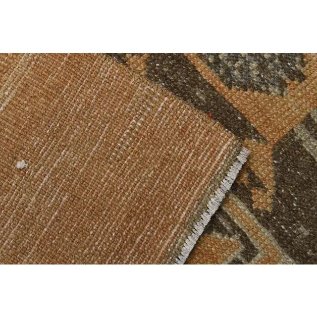 Vintage Turkish Hand-Knotted Wool Cotton Orange Runner Rug 96x214