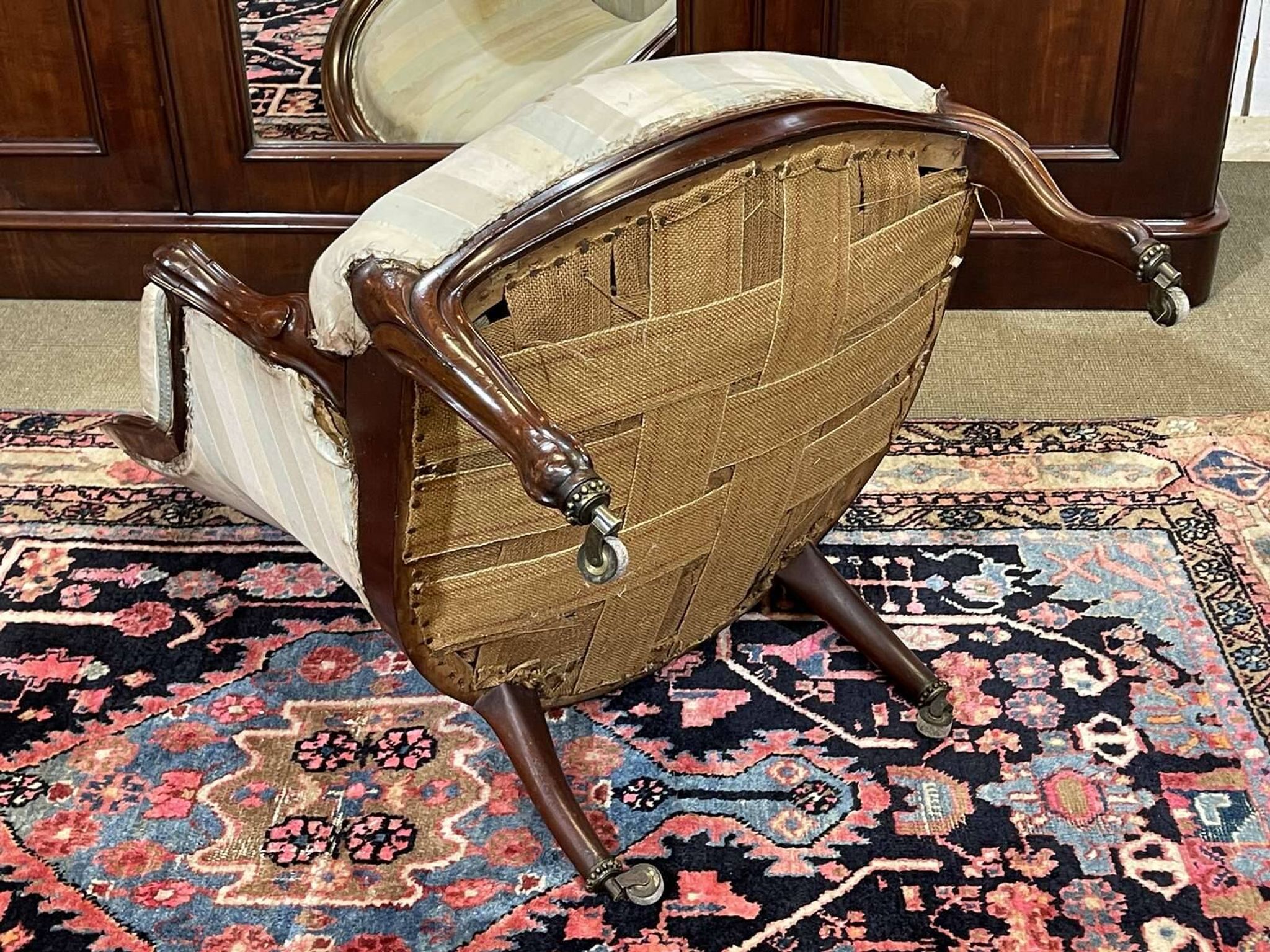 Napoleon III bergère in mahogany from the late 19th century to be reupholstered.