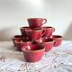 Set of 10 old red and gold ceramic coffee tea cups