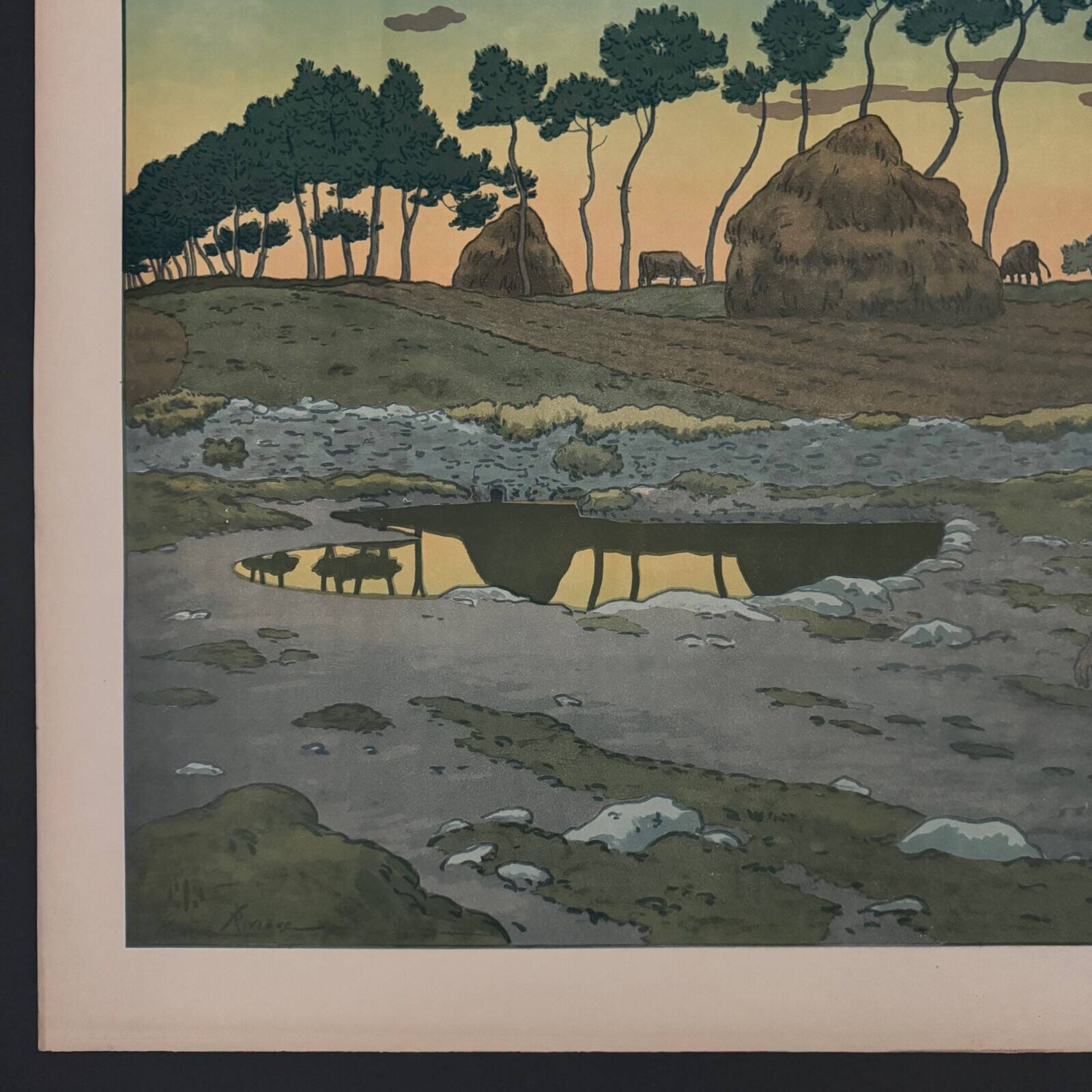 Lithograph by Henri Rivière The Aspects of Nature - The Twilight