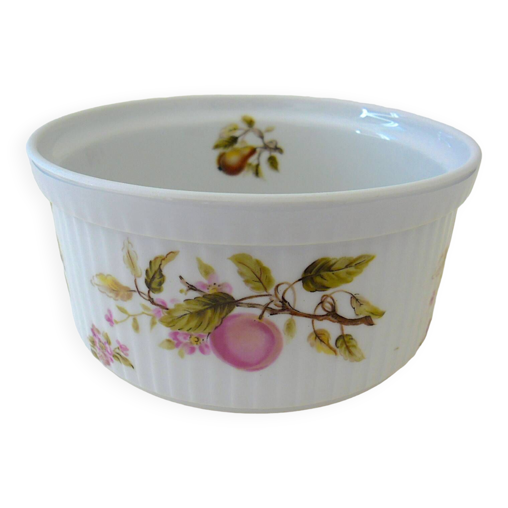 Moule à soufflé en porcelaine à décor fruitier