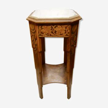 Side table wood and marble