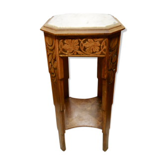 Side table wood and marble
