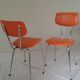 Duo de chaises vintage en skai orange