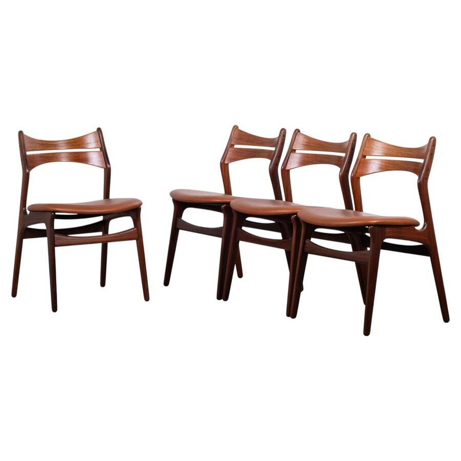 Vintage Danish Dining Chairs in Teak by Erik Buch, 1960s, Set of 4