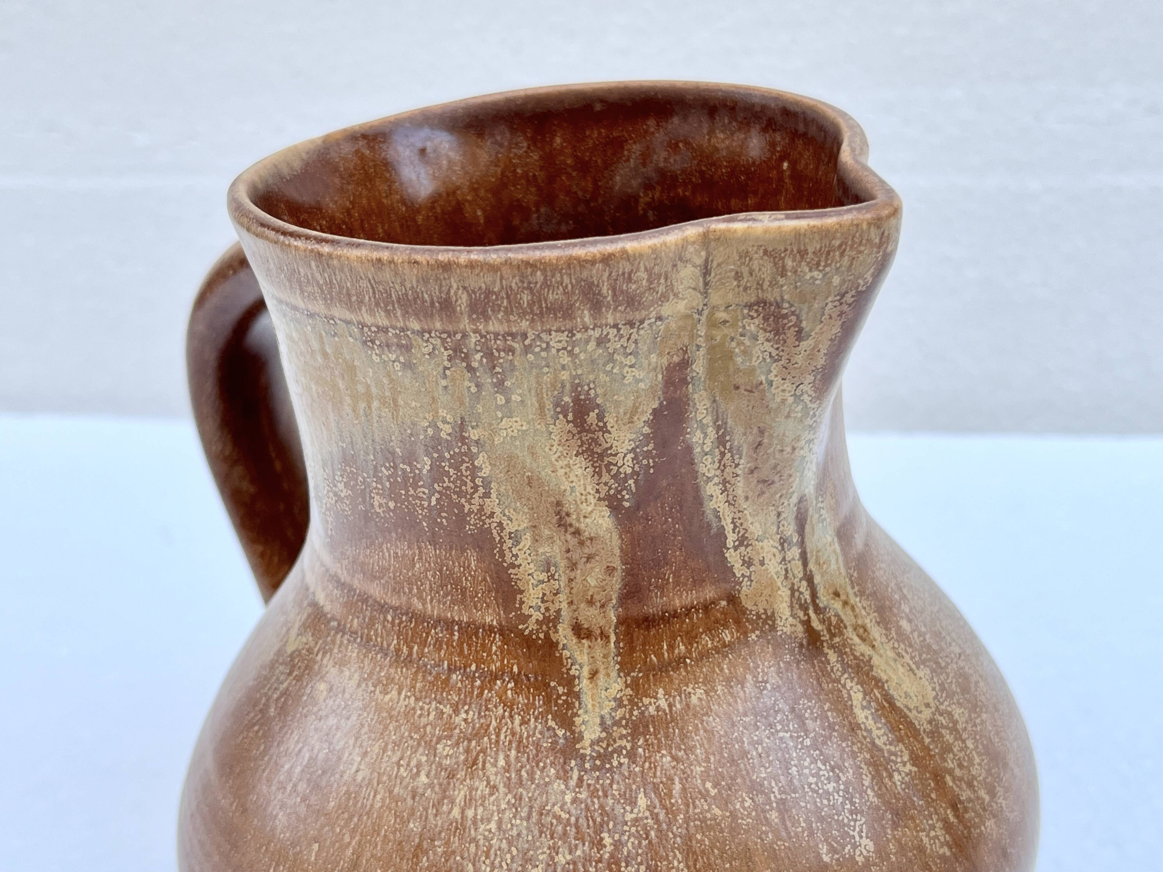 Vintage enamelled stoneware water jug pitcher 1 liter