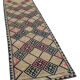 Handwoven vintage anatolian beige runner rug 84 cm x 376 cm