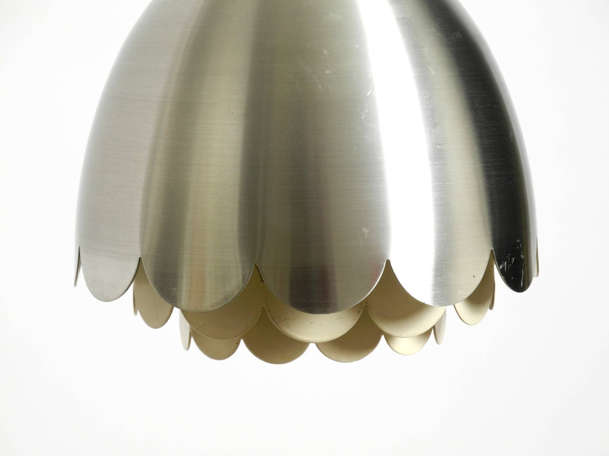 Small 1960s Space Age pendant lamp by Doria made of aluminum and metal