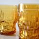 Set of 6 amber glasses, frosted effect, vintage French