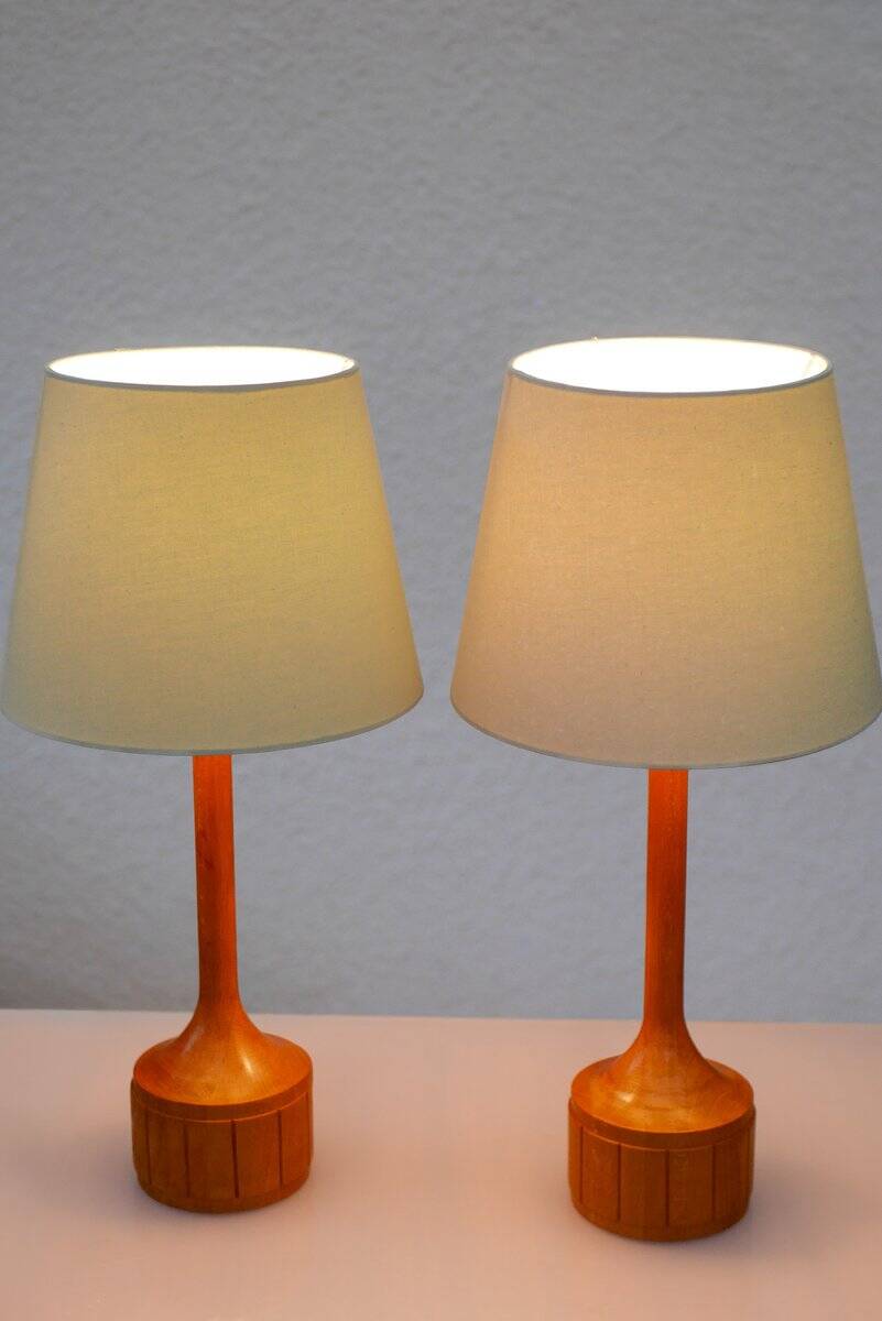 Lampes de table en chêne scandinave d'Elpe, ensemble de 2