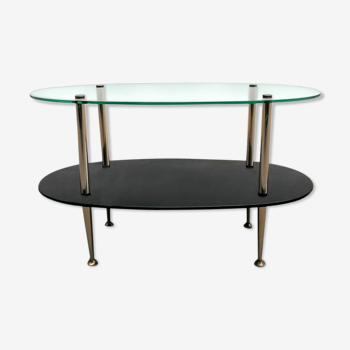 1960 oval glass and brass coffee table