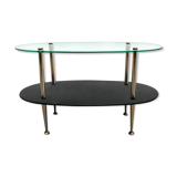 1960 oval glass and brass coffee table