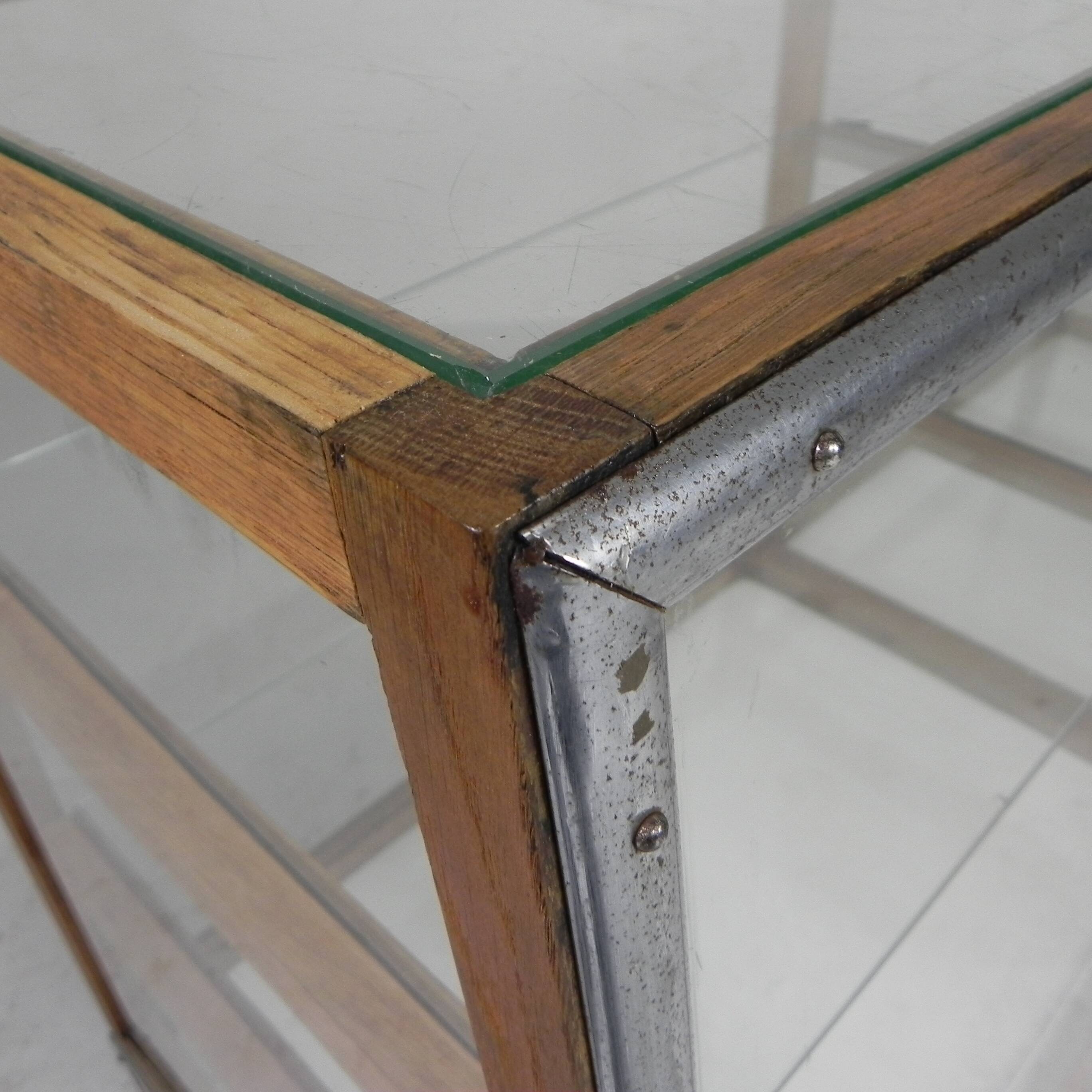 Vintage bakery display case, counter on castors 1950s