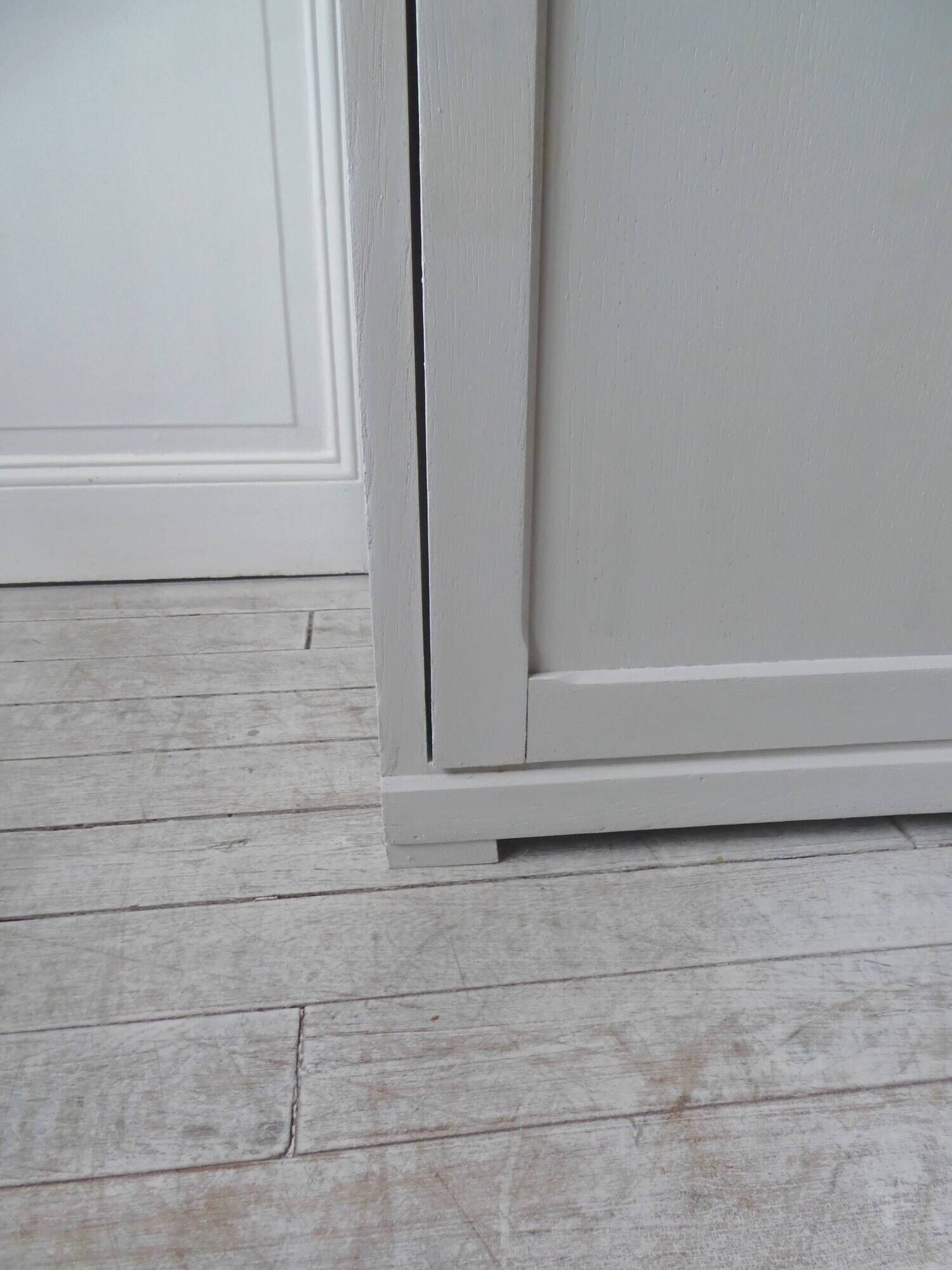 Vintage Parisian wardrobe re-enchanted in pearl gray with waxed finish.