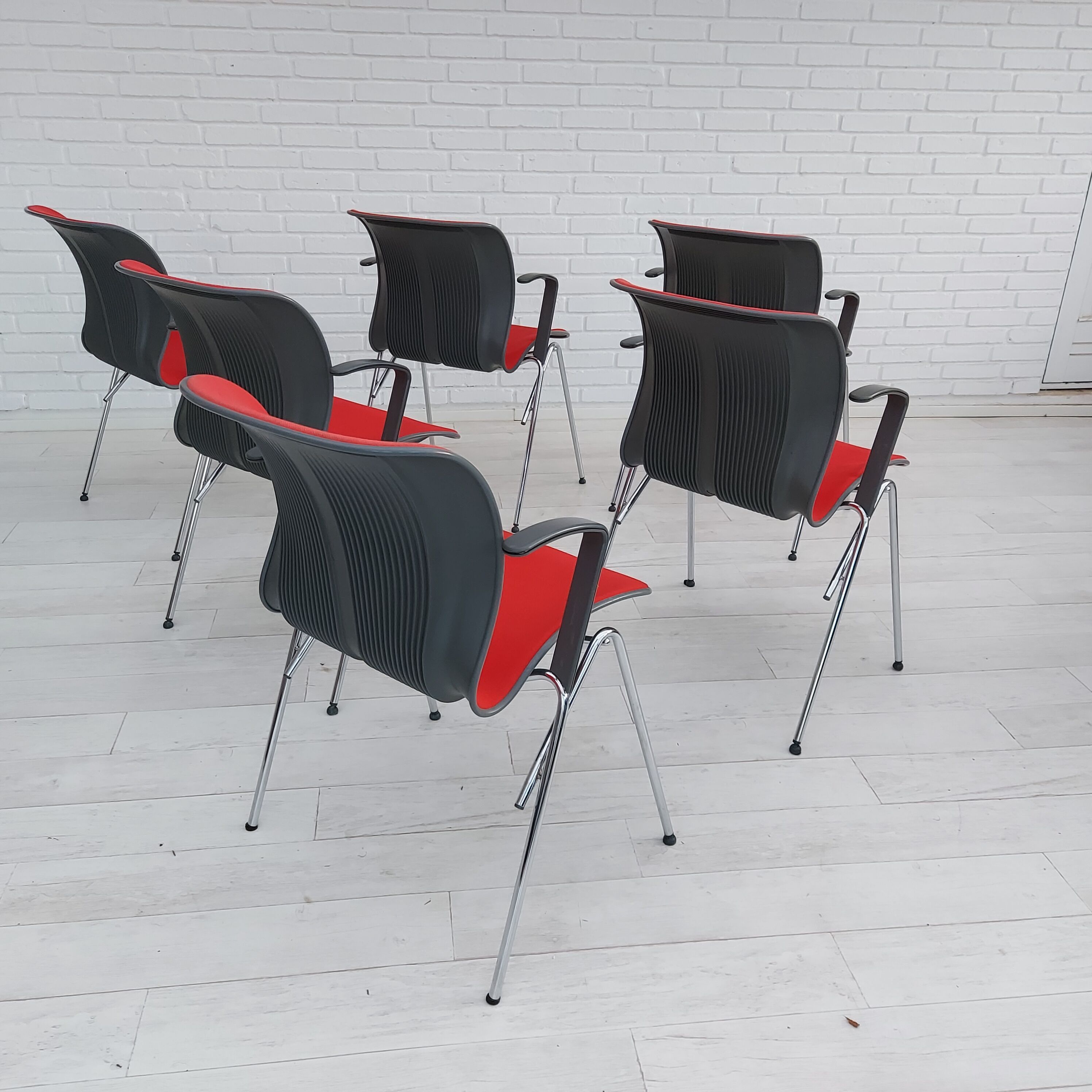 90s, Danish design by Alfred Homann, set of six "Ensemble" chairs, original condition