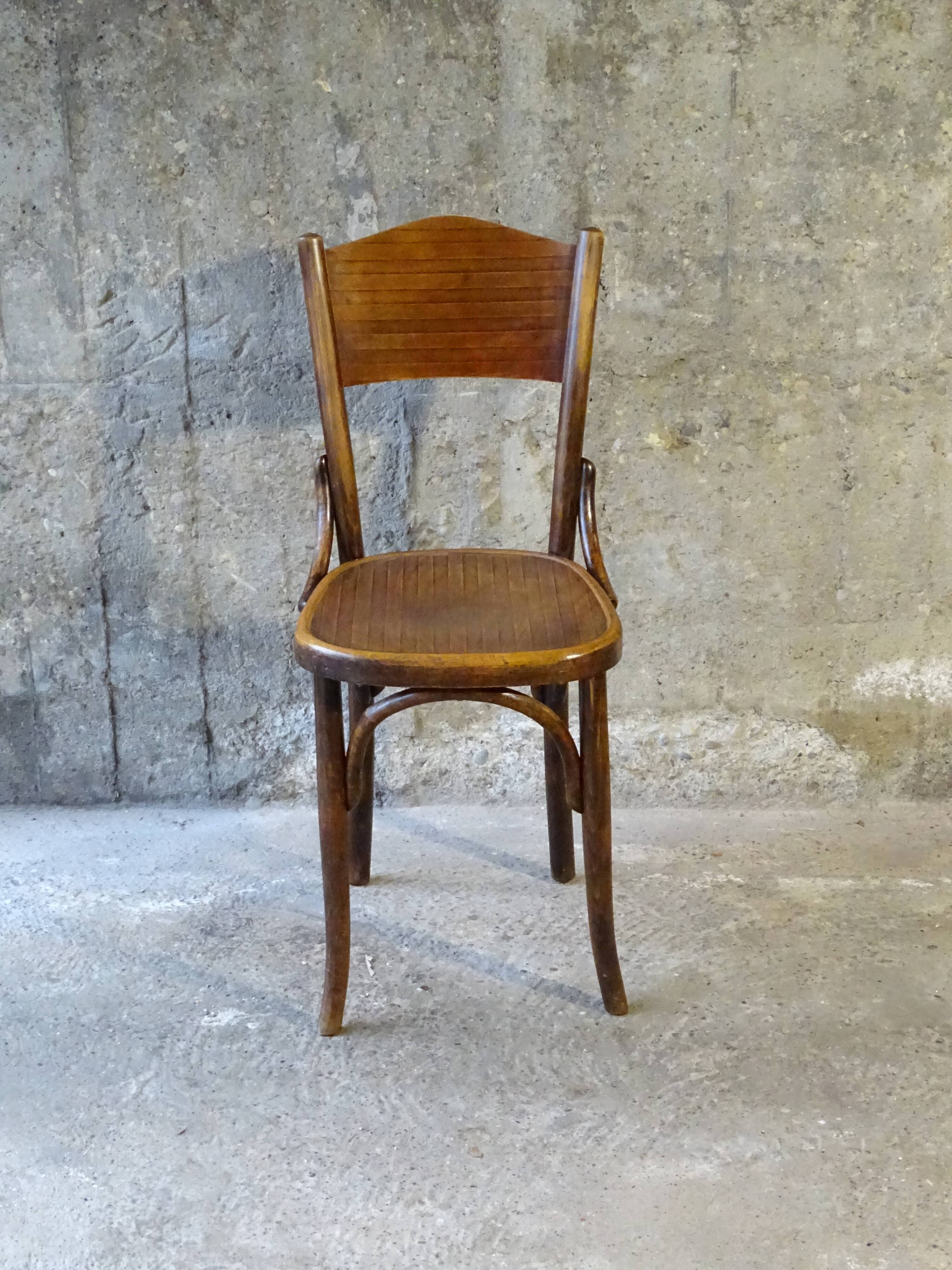 Fischel bistrot chair N°7273, wooden seat, circa 1930