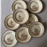 Flat plates iron earth hunting scene vieillard