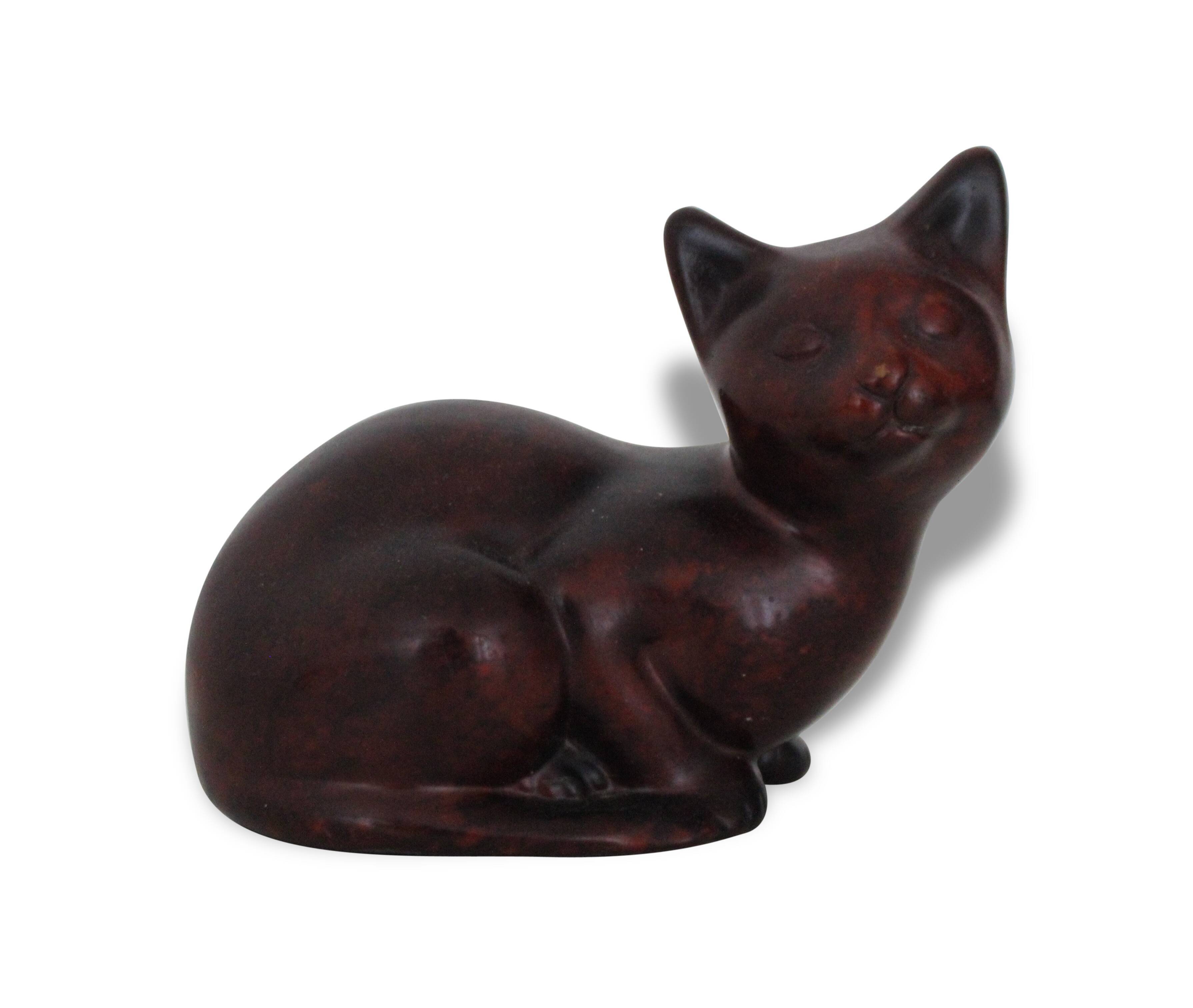 Sculpture Chat En Bois Laque Annee 70 Marque Kanadou Selency
