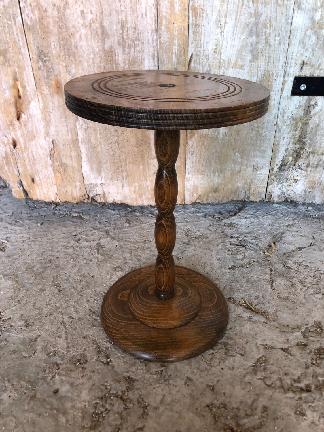 Turned wood side table