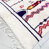 Moroccan Berber carpet Azilal ecru with colorful patterns 236x157cm