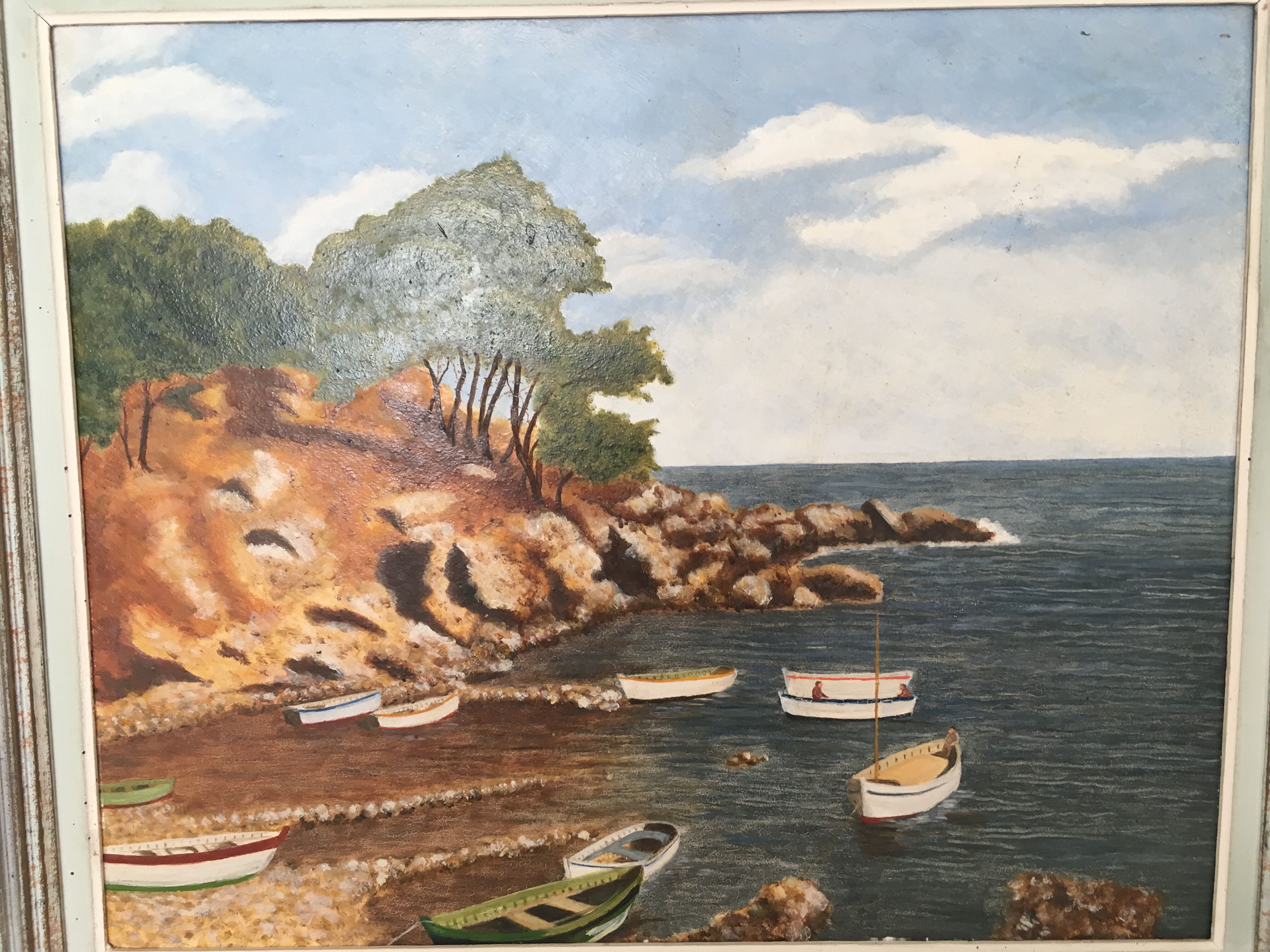 Table seaside landscape Cote d'Azur years 60