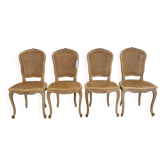 Set of 4 regency chairs with stripped airbrushed cane
