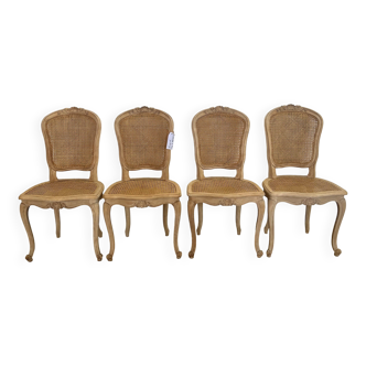 Set of 4 regency chairs with stripped airbrushed cane