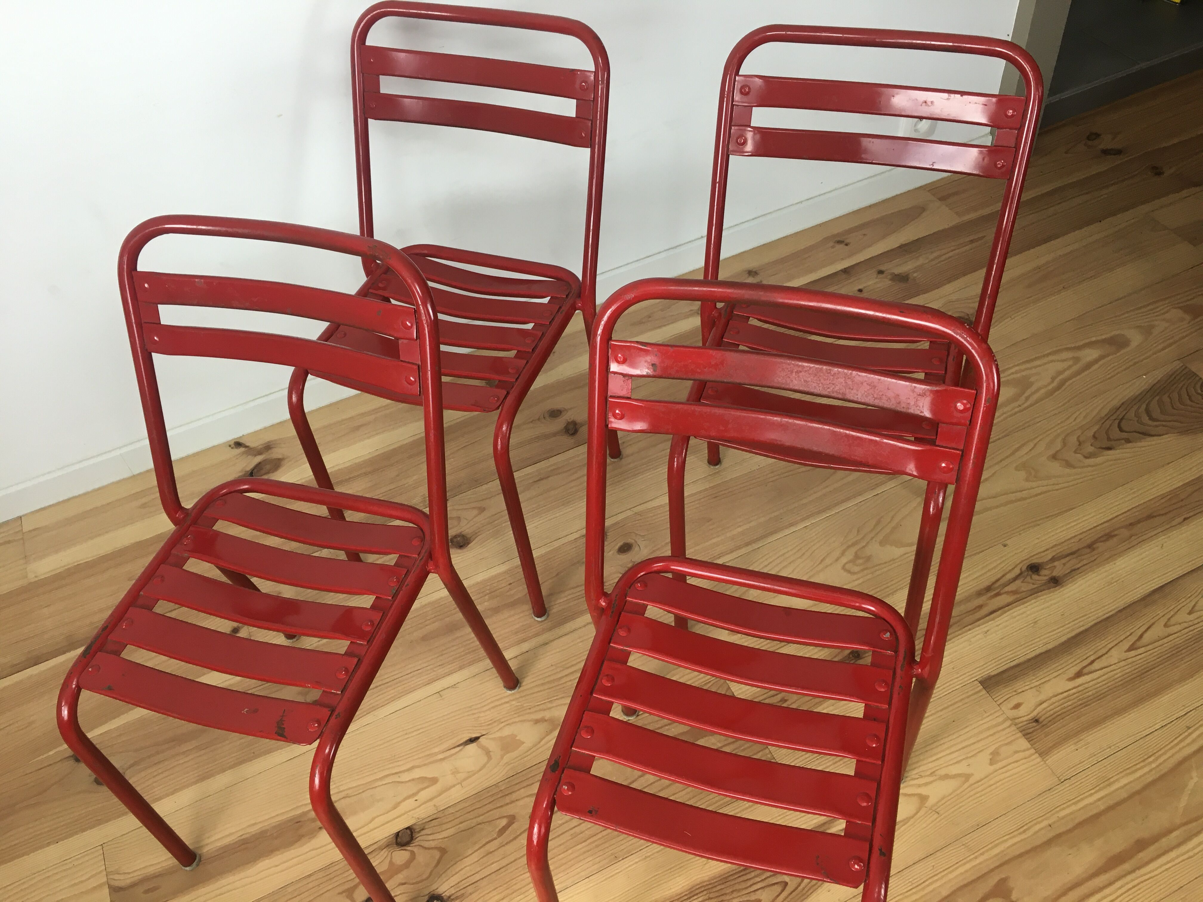 Set of 4 chairs bistro Tolix T2 industrial steel