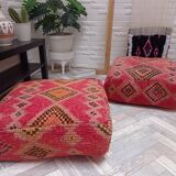Handmade Berber pouf in wool 60 X 60 X 20 CM