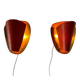 Pair of orange plexiglass and curved brass wall lights, 1950s, Germany