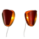 Pair of orange plexiglass and curved brass wall lights, 1950s, Germany