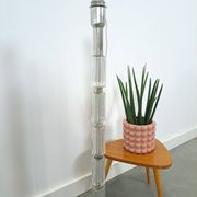 Lampe à suspension Jaren 70 en verre et chrome