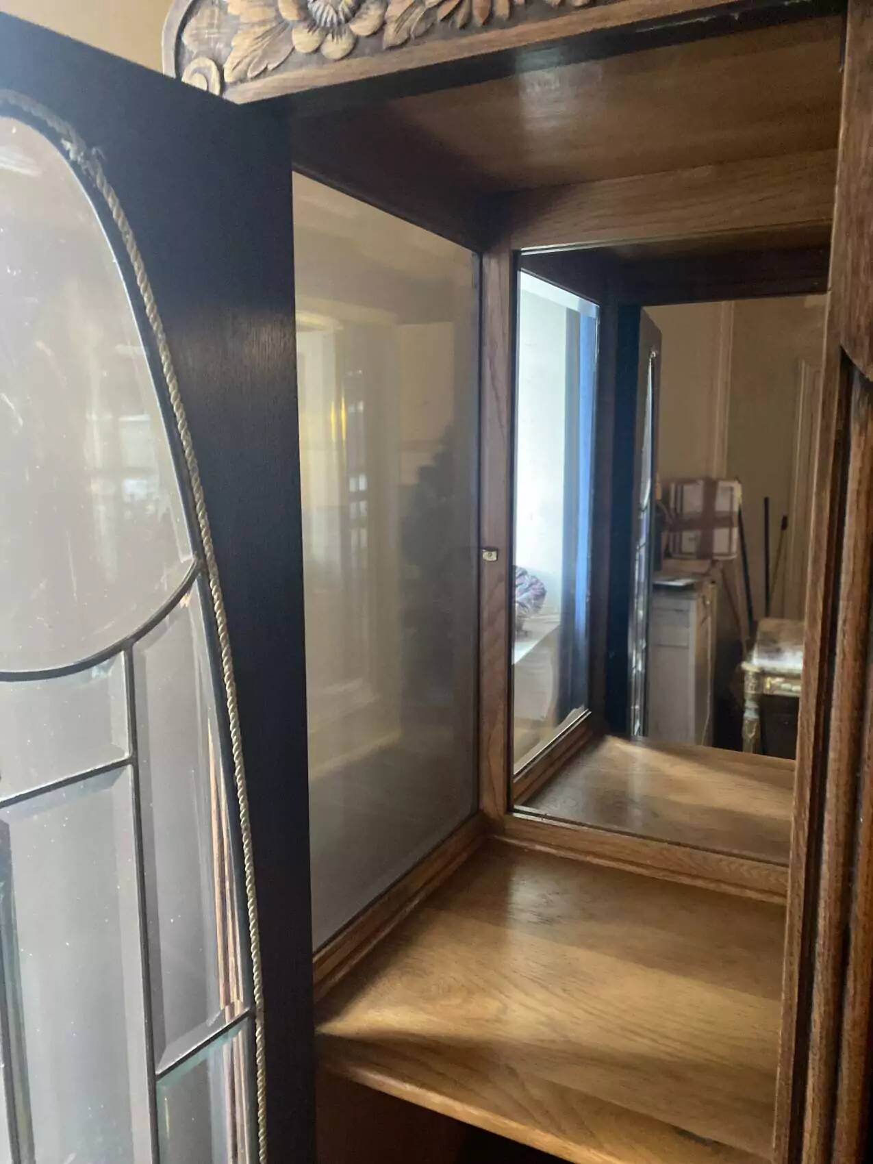 Pair of Art Deco display cabinets in solid oak