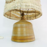 Vintage stoneware lamp and wool lampshade, year 60