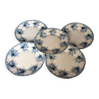 5 small Longwy plates, Gobelins model, late 19th century