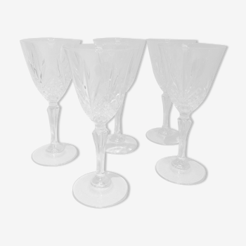 Set de 5 verres à vin cristal moulé 1970