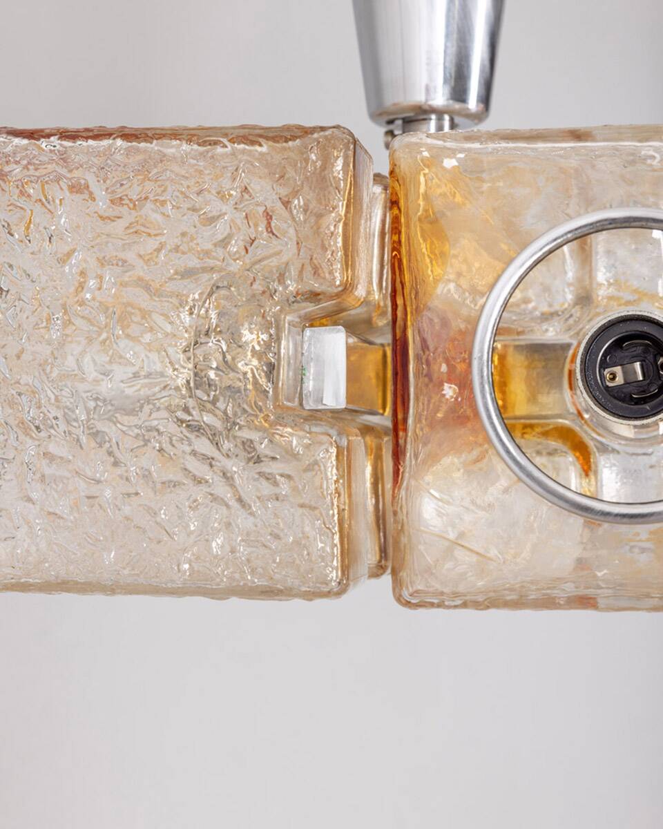 Vintage 70s murano glass chandelier design sugar tones for veart