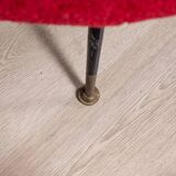 Large 1950s vintage curved sofa in red velvet italian design