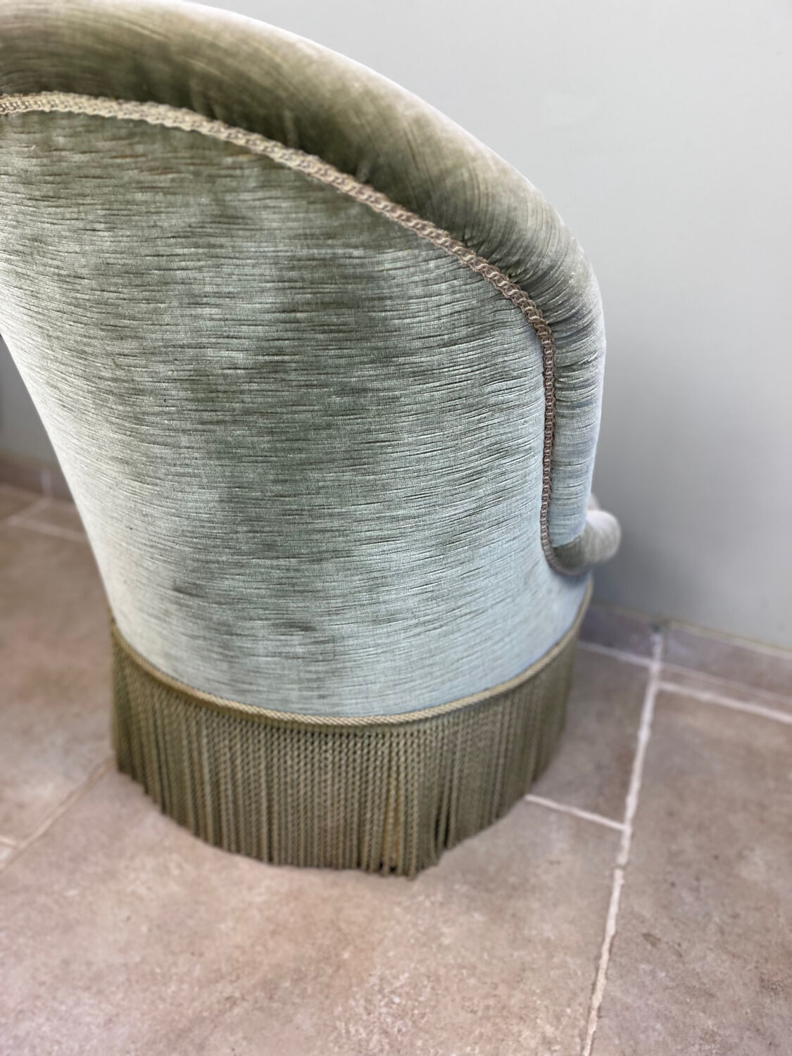 Fauteuil crapaud en velours vert