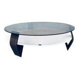 Mid-Century Modern Dutch Wenge & Smoke Glass Coffee Table, Netherlands, 1960s