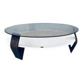 Mid-Century Modern Dutch Wenge & Smoke Glass Coffee Table, Netherlands, 1960s
