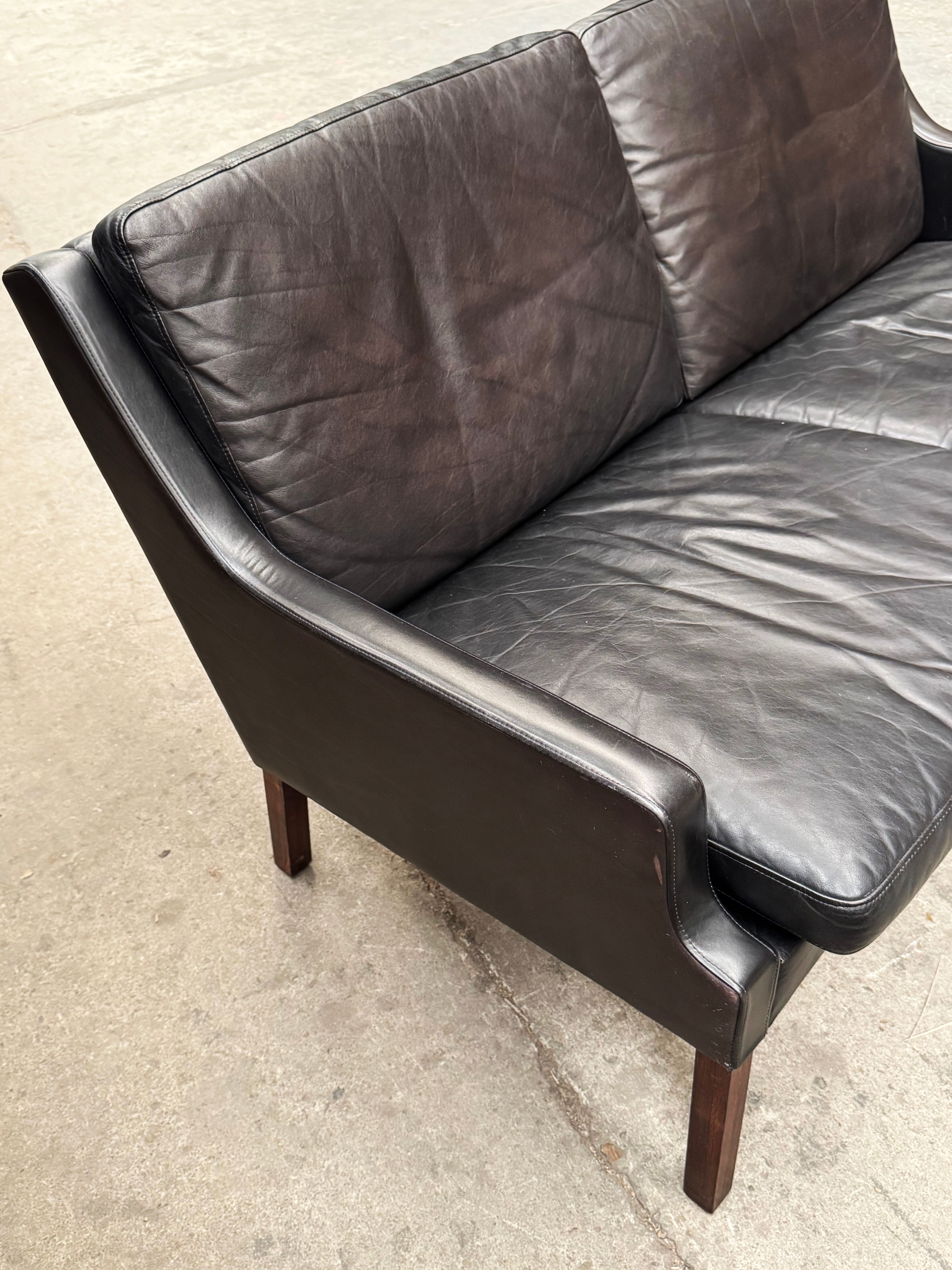 Canapé et 2 fauteuils scandinaves en cuir
