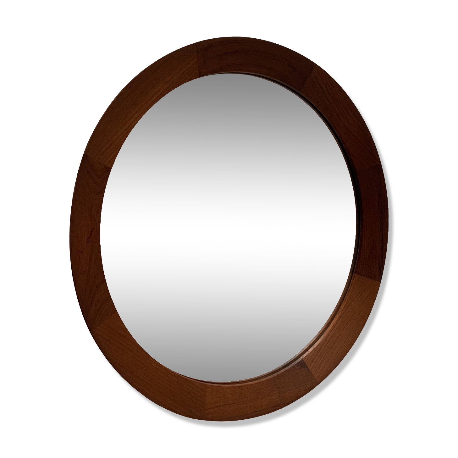 Scandinavian round teak mirror